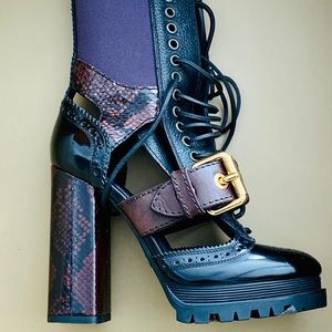 BURBERRY Westmarsh Leather & Snakeskin Ankle Boot